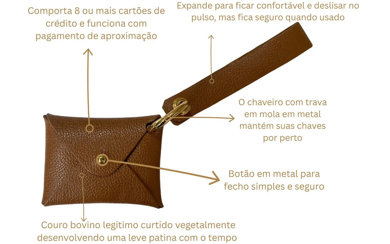 Carteira de pulso feminina em couro: cores combinações e praticidade