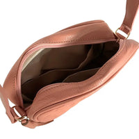 Bolsa feminina tiracolo couro legítimo matelassê pêssego