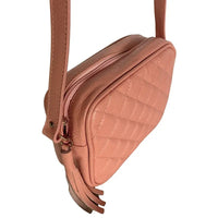 Bolsa feminina tiracolo couro legítimo matelassê pêssego