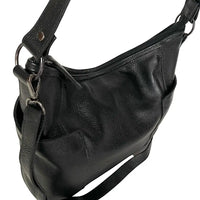 Bolsa Hobo em Couro Legítimo Floater Preta | Alça Dupla e Bolsos Celular