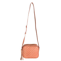 Bolsa feminina tiracolo couro legitimo matelassê pêssego