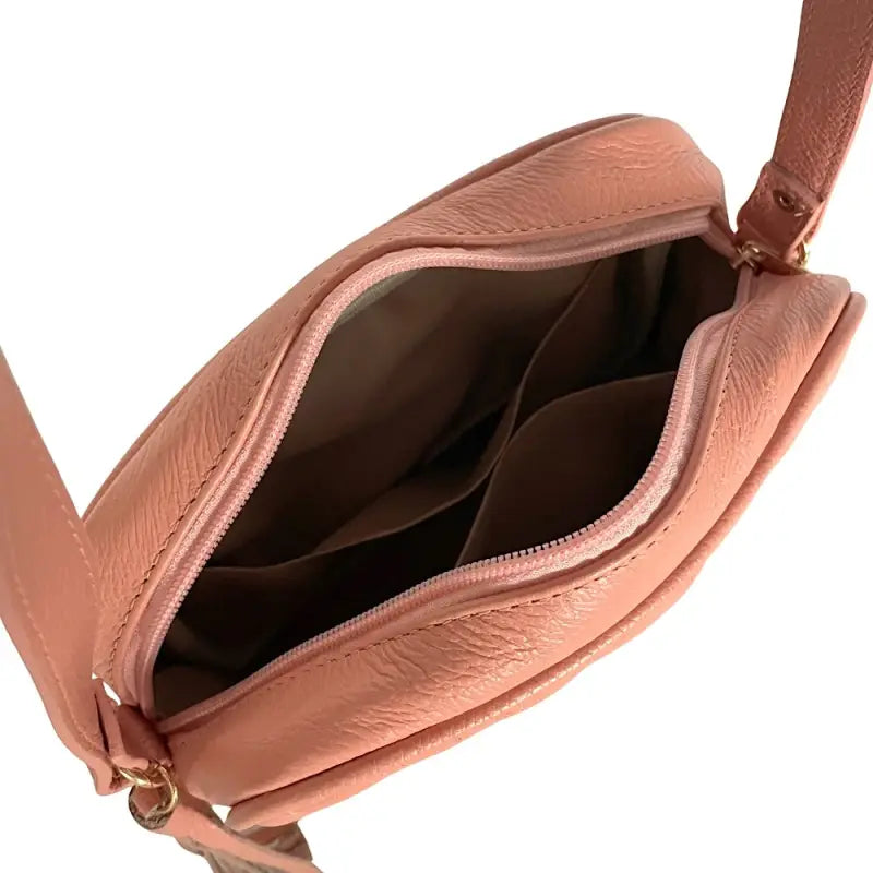 Bolsa feminina tiracolo couro legitimo matelassê pêssego
