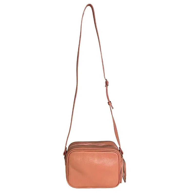 Bolsa feminina tiracolo couro legitimo matelassê pêssego