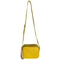 Bolsa Tiracolo Feminina Couro Legitimo Matelassê Xadrez Amarelo Canário