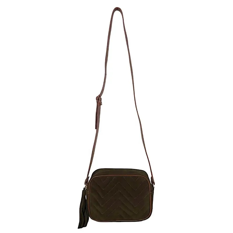 Bolsa tiracolo feminina couro legitimo camurça café