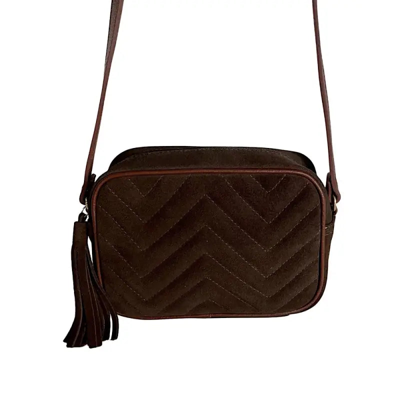 Bolsa tiracolo feminina couro legitimo camurça café