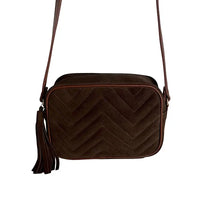 Bolsa tiracolo feminina couro legitimo camurça café