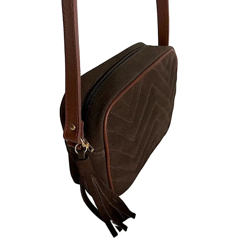 Bolsa tiracolo feminina couro legitimo camurça café