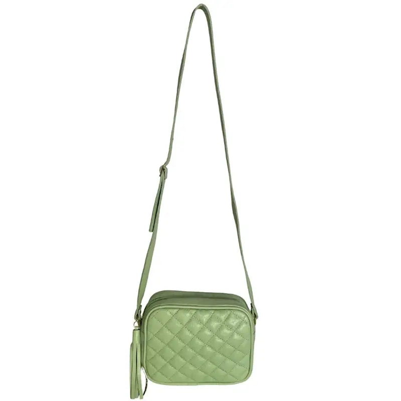 Bolsa Tiracolo Feminina Matelassê Xadrez Verde Menta de frente
