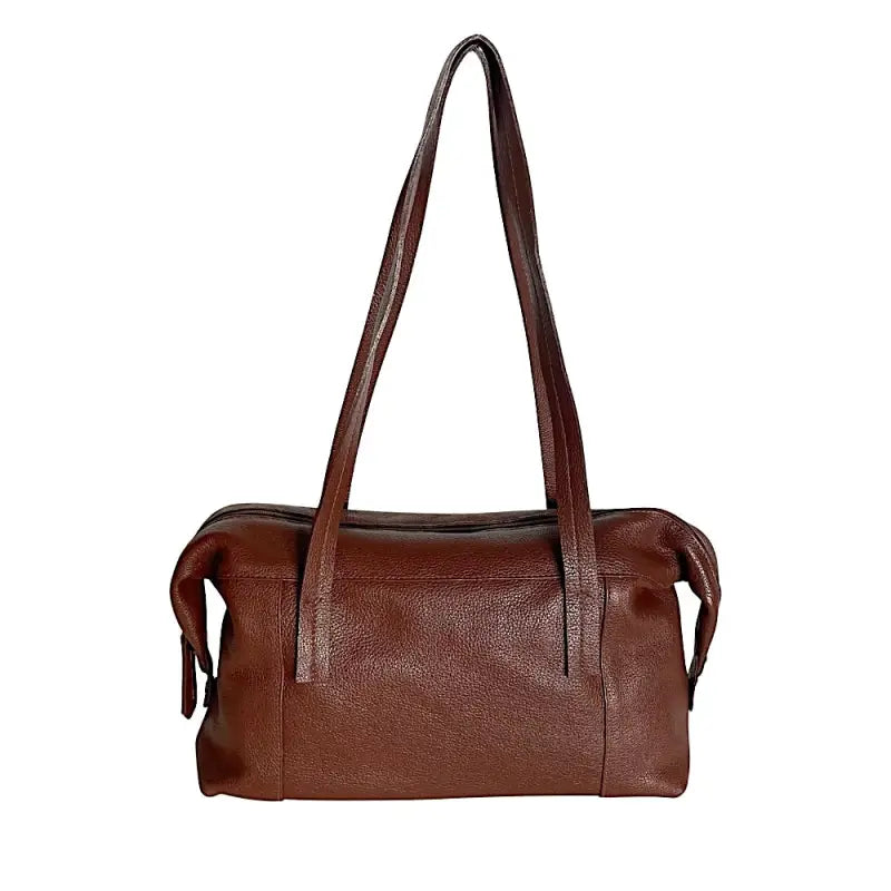 Bolsa tote feminina marrom café em couro legítimo floater com alças de ombro longas.