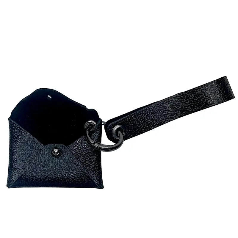 Carteira de pulso couro legitimo preto - ferragem onix, vista aberta