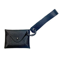 Carteira de pulso couro legitimo preto - ferragem onix, vista frontal