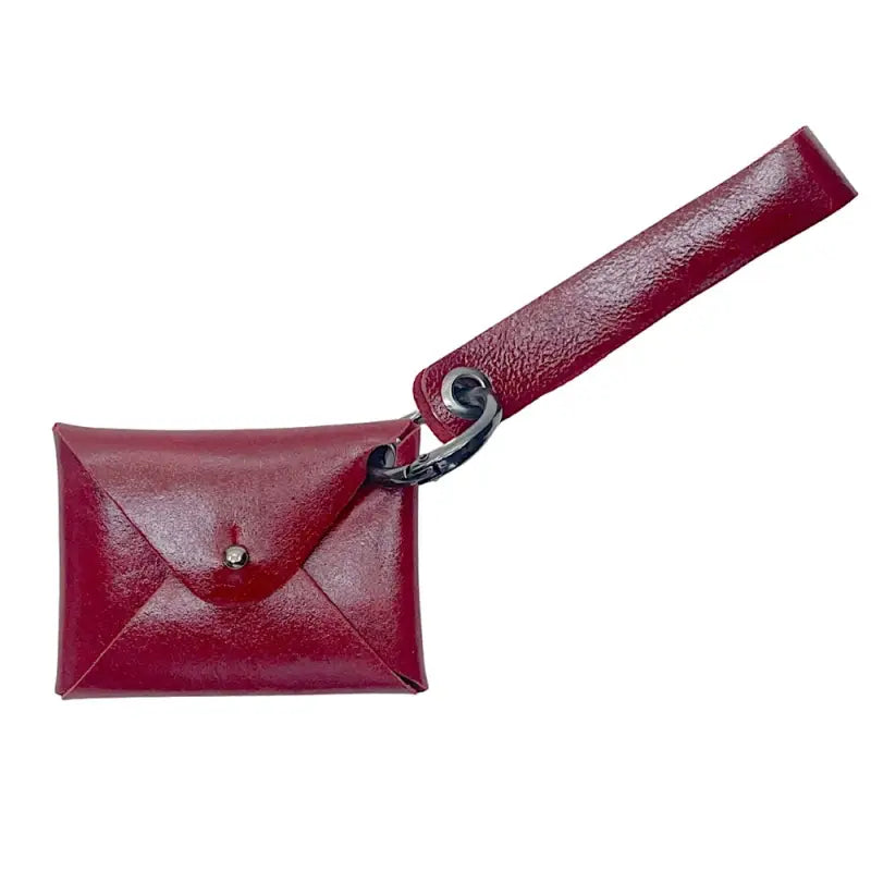 Carteira de pulso vermelha couro liso ferragem onix
