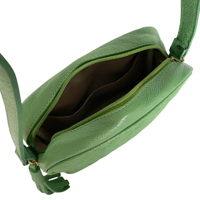 Espaço Interno Forrado com Compartimentos Bolsa Tiracolo Verde