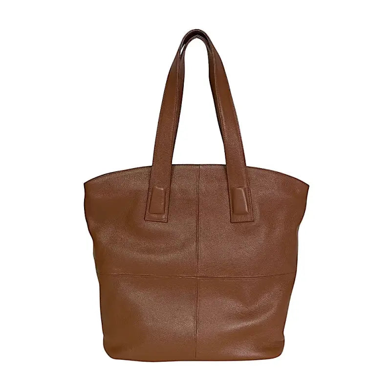 Bolsa shopper feminina caramelo em couro legítimo floater com design de ombro grande.