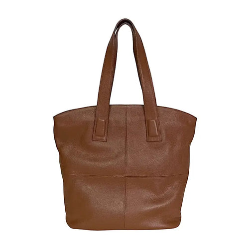 Bolsa shopper feminina caramelo em couro legítimo floater com design de ombro grande.