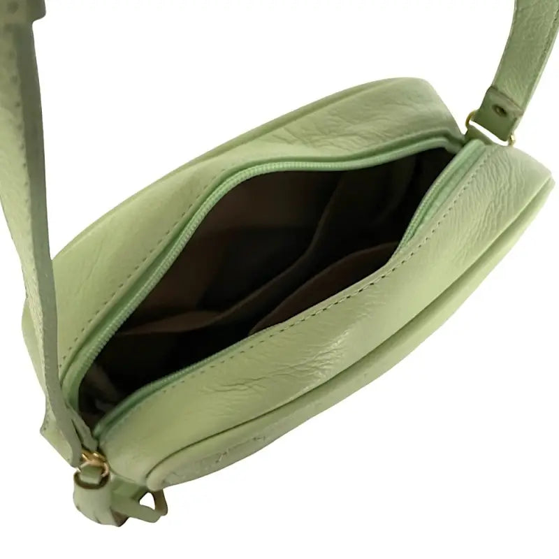 Interior Forrado e Compartimentos de Bolsa Tiracolo Feminina Verde