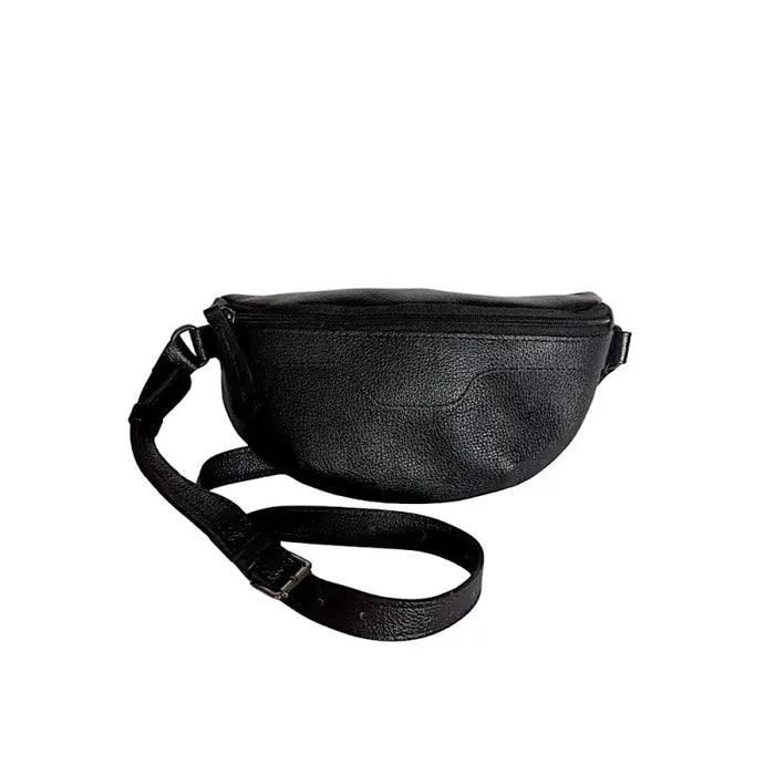 Visão Frontal da Pochete Feminina Clássica em Couro Legítimo Floater Preto
