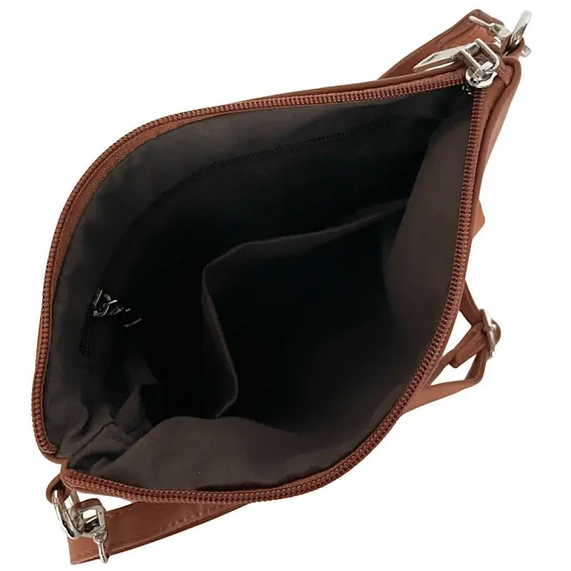 Visão interna da Bag interna que acompanha a bolsa hobo tressê caramelo.