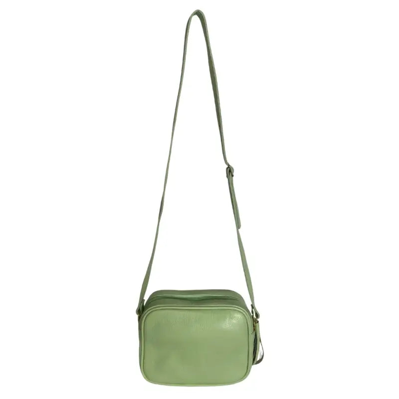 Vista Traseira Bolsa Tiracolo Couro Legítimo Verde Menta em Promoção