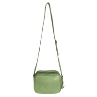 Vista Traseira Bolsa Tiracolo Couro Legítimo Verde Menta em Promoção