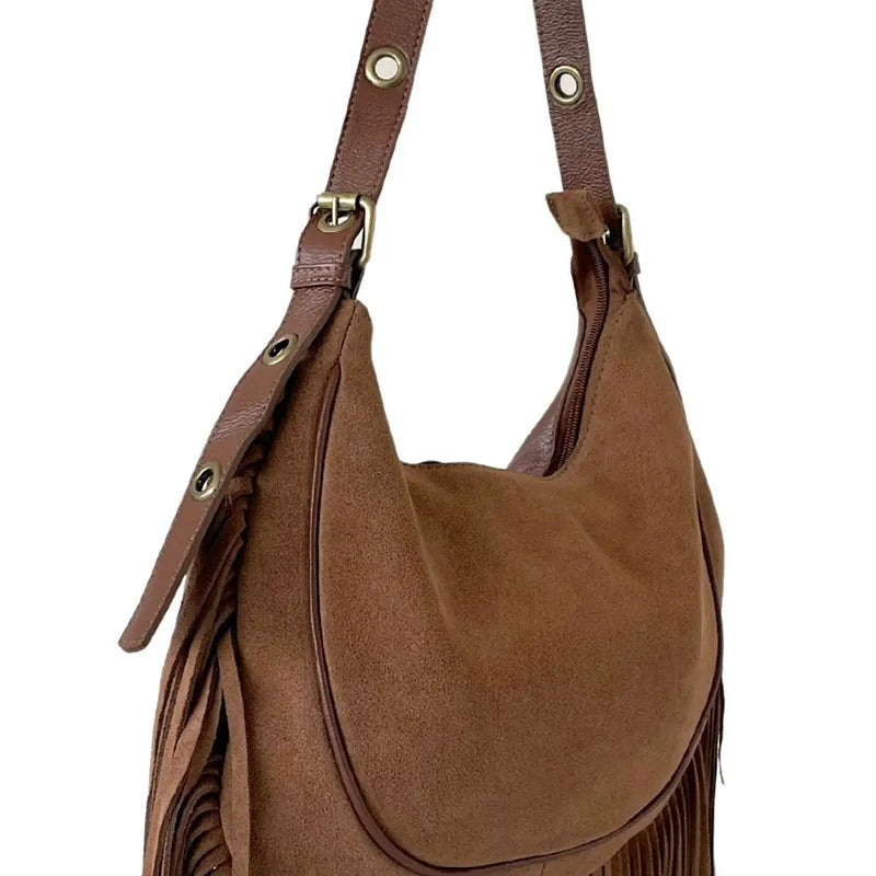 Bolsa Boho Couro com Franja Caramelo - Vegana - Loja Online