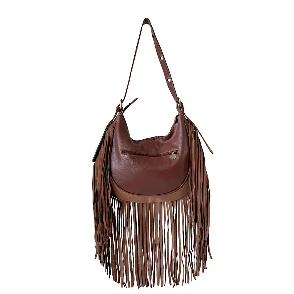 Bolsa Boho Couro com Franja Caramelo - Vegana - Loja Online