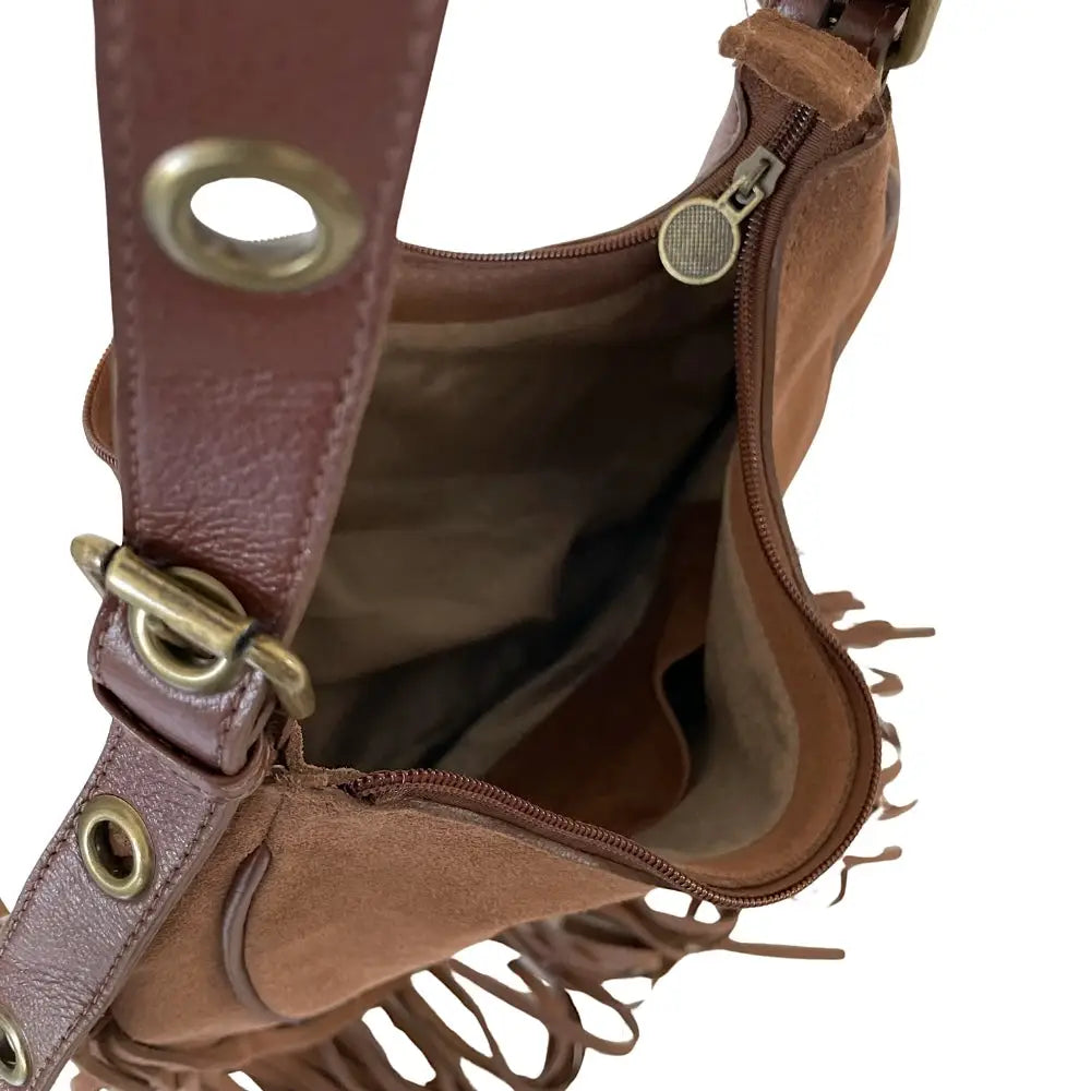 Bolsa Boho Couro com Franja Caramelo - Vegana - Loja Online