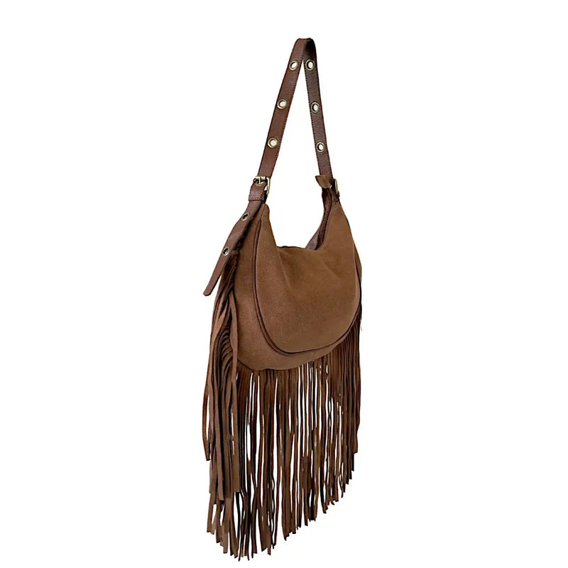 Bolsa Boho Couro com Franja Caramelo - Vegana - Loja Online