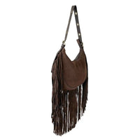 Bolsa Boho Couro com Franja Marrom - Bolsa de Couro - Loja Online