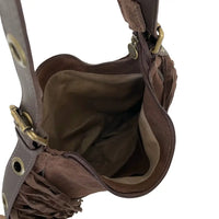 Bolsa Boho Couro com Franja Marrom - Vegana - Loja Online