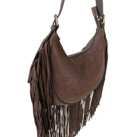 Bolsa Boho Couro com Franja Marrom - Vegana - Loja Online