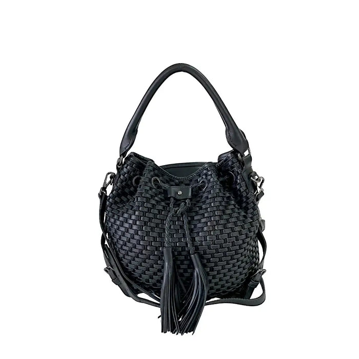 Bolsa Bucket Tressê Couro Preto - Vegana - Loja Online - Its