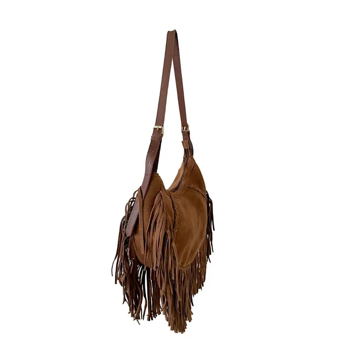 Bolsa Couro com Franja Caramelo - Vegana - Loja Online - Its