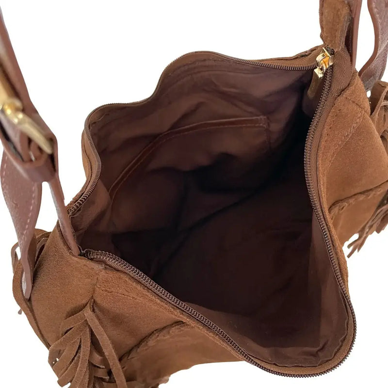 Bolsa Couro com Franja Caramelo - Vegana - Loja Online - Its