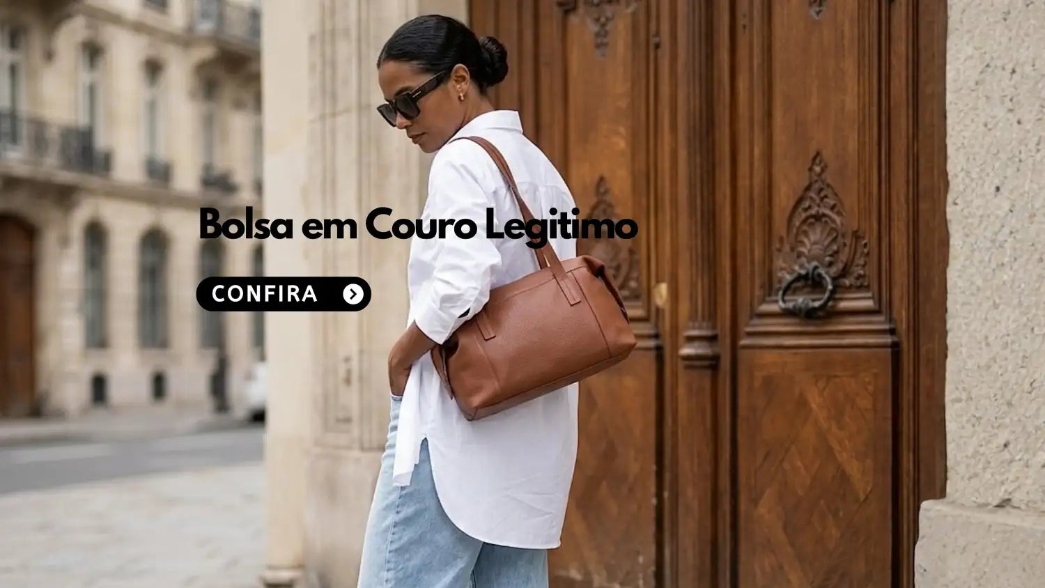 Look com a Bolsa Feminina em couro legitimo 