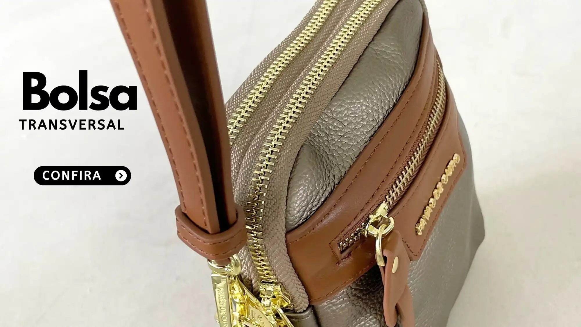 Bolsa Transversal feminina com fecho zíper