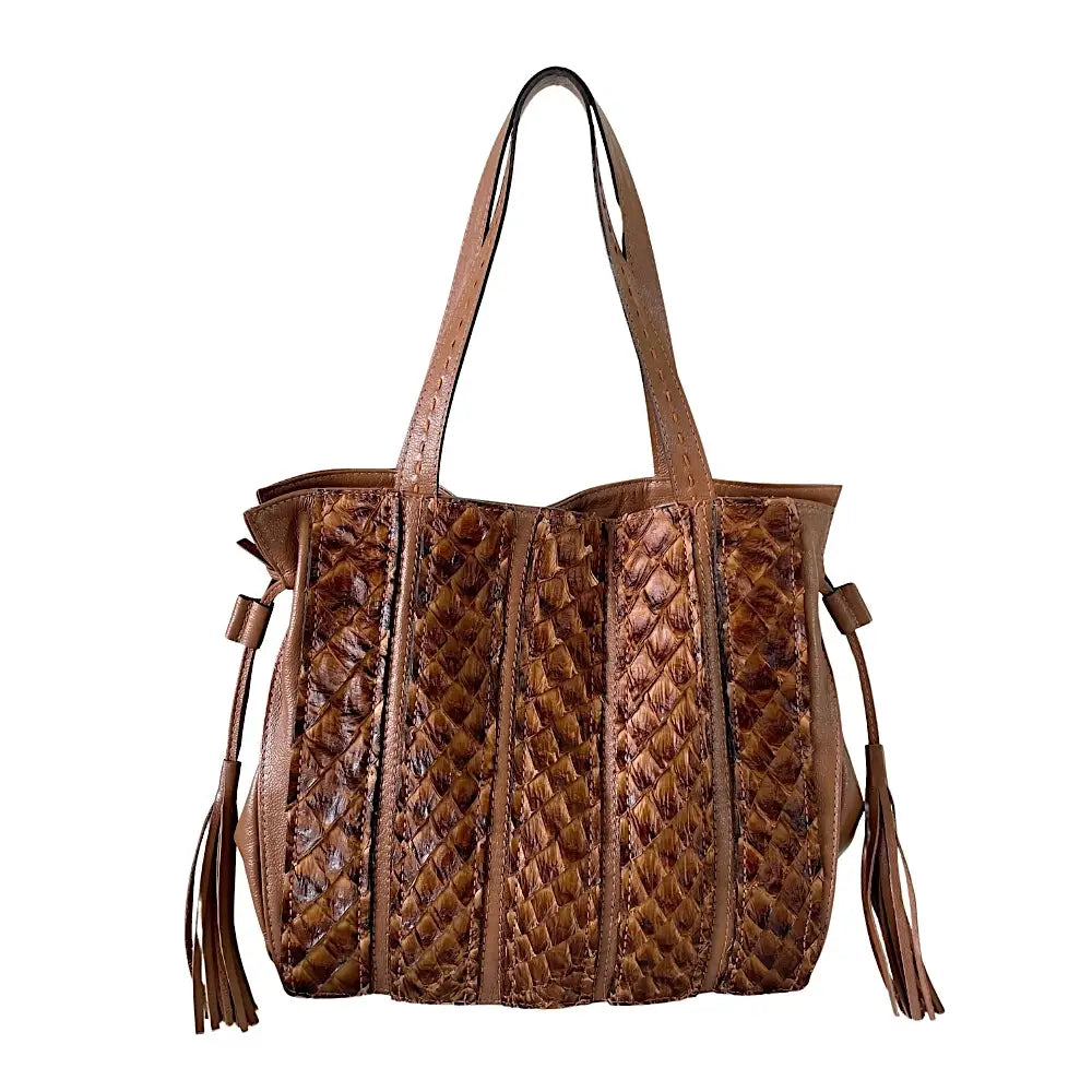 Bolsa Grande em Couro Pirarucu Caramelo - Vegana - Loja
