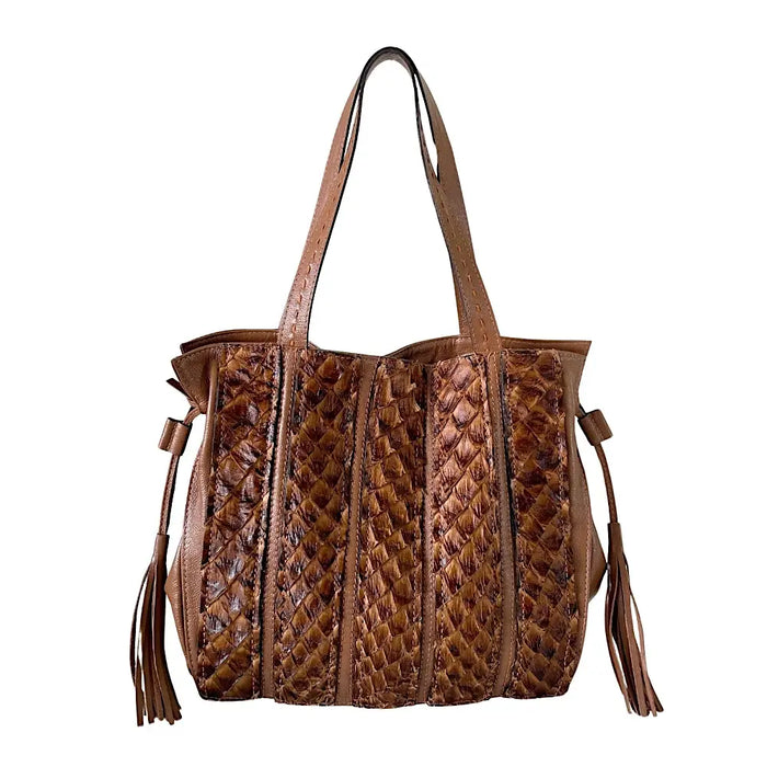 Bolsa Grande em Couro Pirarucu Caramelo - Vegana - Loja