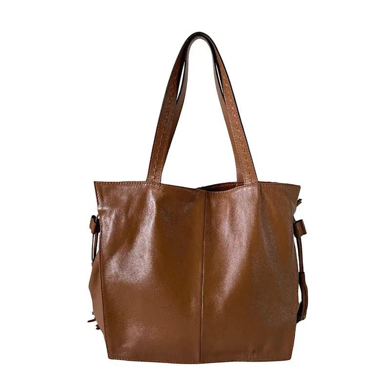 Bolsa Grande em Couro Pirarucu Caramelo - Vegana - Loja
