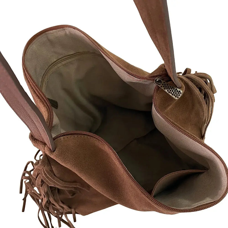 Bolsa Hobo Couro com Franja Caramelo - Vegana - Loja Online