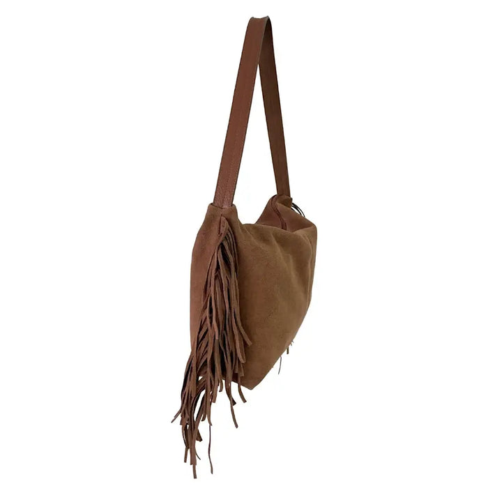Bolsa Hobo Couro com Franja Caramelo - Vegana - Loja Online