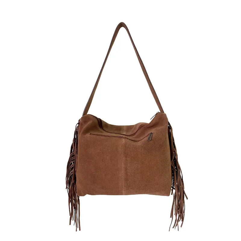 Bolsa Hobo Couro com Franja Caramelo - Vegana - Loja Online