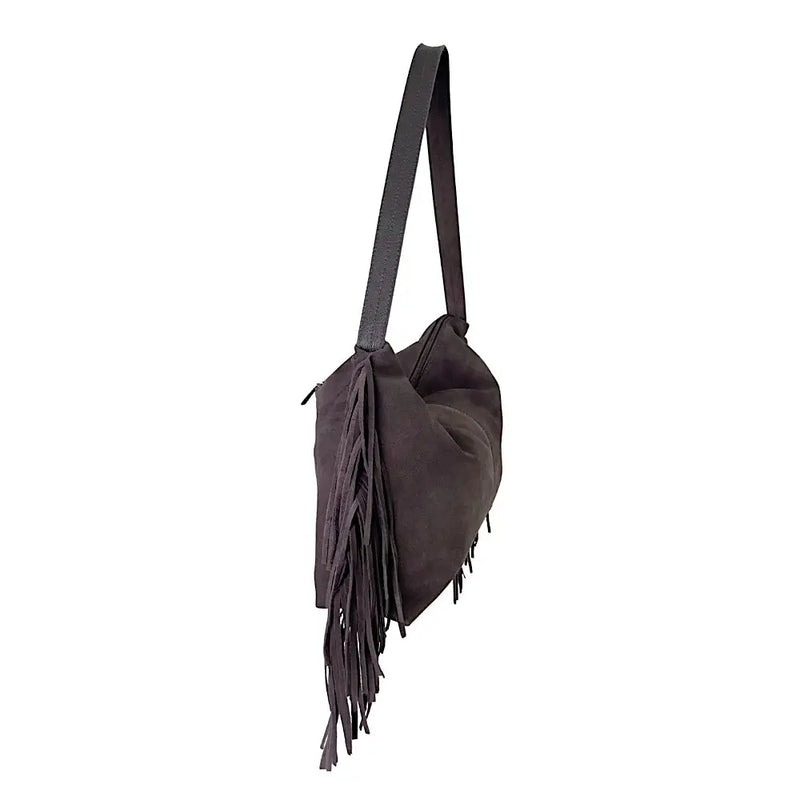 Bolsa Hobo Couro com Franja Marrom - Vegana - Loja Online