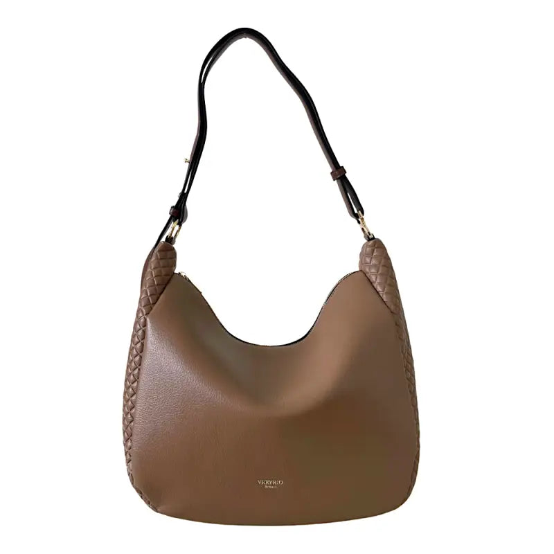 Bolsa hobo matelassê em couro vegano bege: conforto