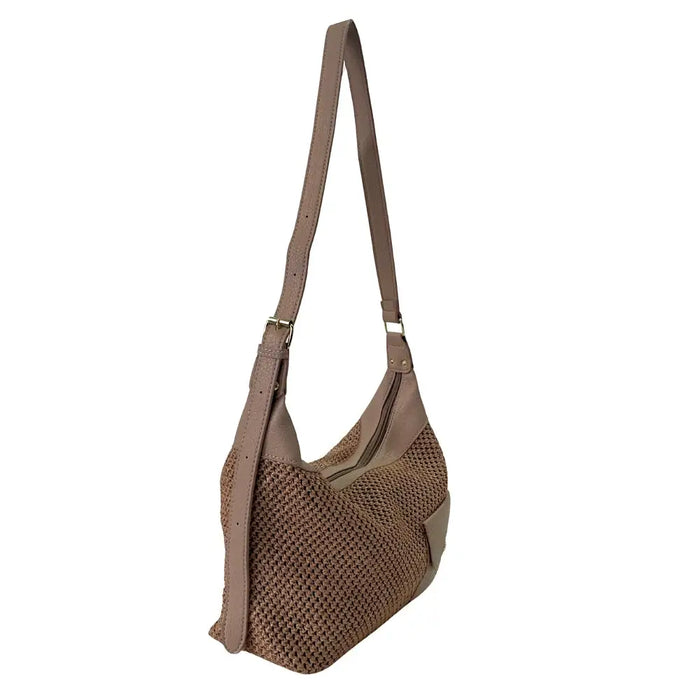 Bolsa Hobo Ráfia Sintética Bege - Vegana - Loja Online