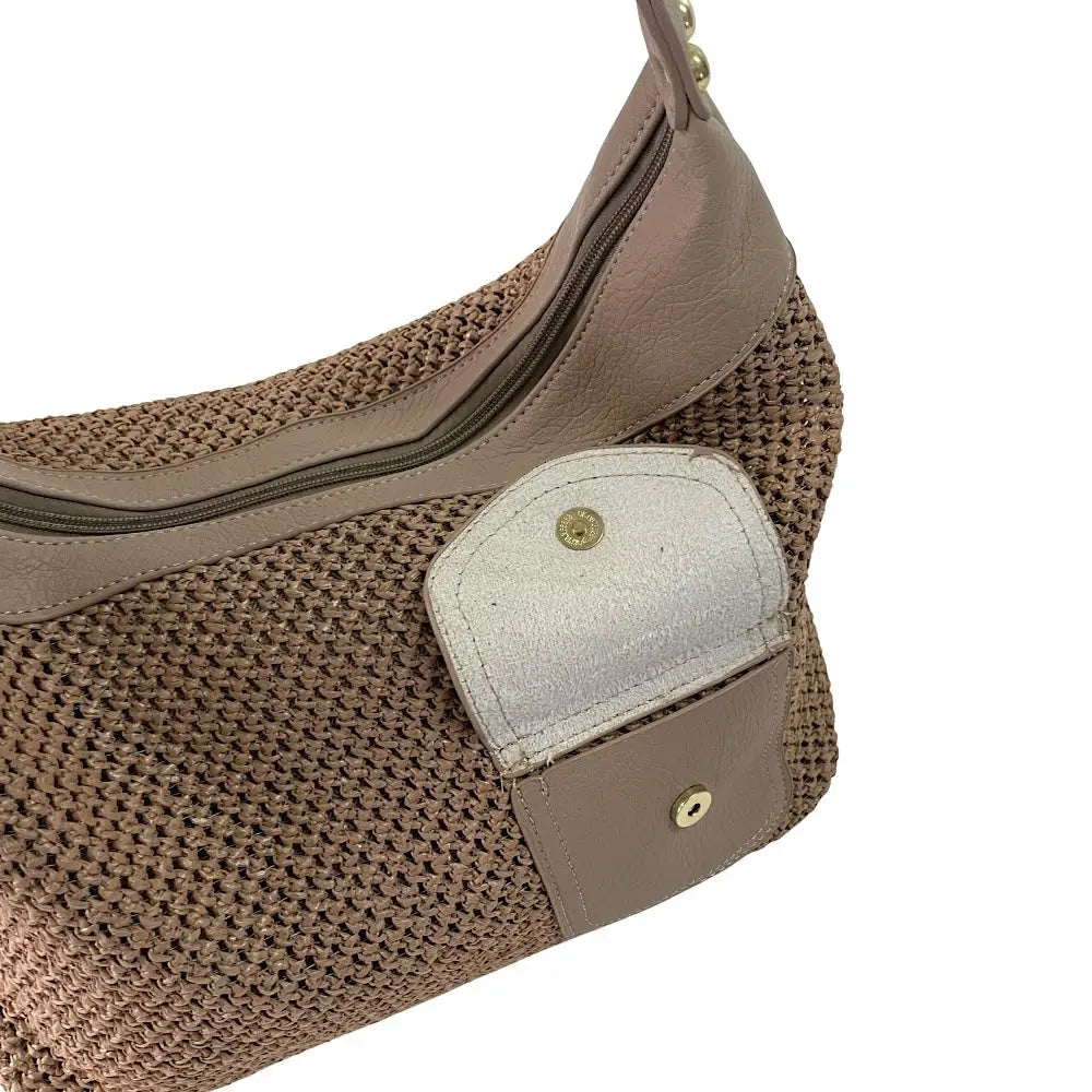 Bolsa Hobo Ráfia Sintética Bege - Vegana - Loja Online