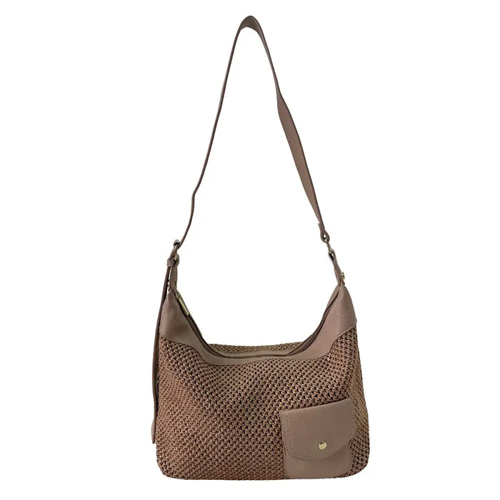Bolsa Hobo Ráfia Sintética Bege - Vegana - Loja Online