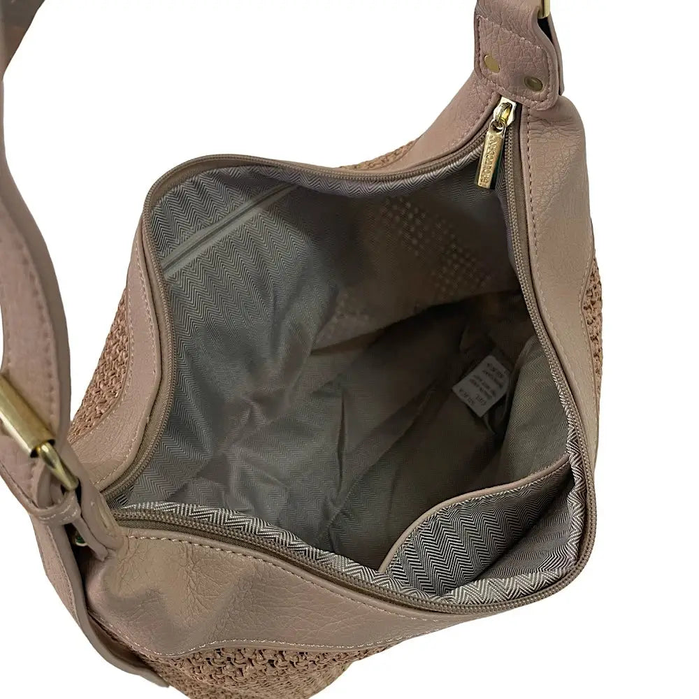 Bolsa Hobo Ráfia Sintética Bege - Vegana - Loja Online