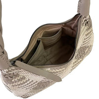 Bolsa Hobo Tressê Couro Off-whitte com Cinza - Vegana